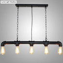 GobekUsa Retro Industrial Metal Tubular Island Pendant with Exposed Bulbs - 5-Light Island Lamp