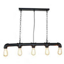 GobekUsa Retro Industrial Metal Tubular Island Pendant with Exposed Bulbs - 5-Light Island Lamp