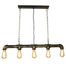 GobekUsa Retro Industrial Metal Tubular Island Pendant with Exposed Bulbs - 5-Light Island Lamp
