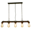 GobekUsa Retro Industrial Metal Tubular Island Pendant with Exposed Bulbs - 5-Light Island Lamp