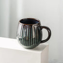 Retro japanese gradient glaze ceramic coffee mug kitchen ribbed cup by Decorbites