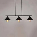 GobekUsa Retro Loft Metal Island Pendant Light Fixture - Black Finish, Conical Design, 2/3 Lights - Kitchen Ceiling Lighting