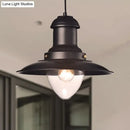 GobekUsa Retro Loft Saucer Ceiling Pendant Light in Black/White for Coffee Shop