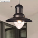 GobekUsa Retro Loft Saucer Ceiling Pendant Light in Black/White for Coffee Shop