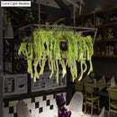 GobekUsa Retro Metal 2-Headed Black LED Drop Lamp for Restaurant Island Ceiling - Trapezoid Design with Plant Decor