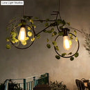 GobekUsa Retro Metal Bicycle Restaurant Ceiling Light with 2 Black Drop Lamp Heads and Plant Decor