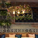 GobekUsa Retro Metal Birdcage Ceiling Light with Flower Decor - Brass Finish, 2/3/4 Heads - Perfect for Restaurants and Islands