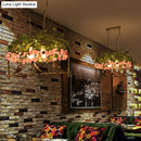GobekUsa Retro Metal Birdcage Ceiling Light with Flower Decor - Brass Finish, 2/3/4 Heads - Perfect for Restaurants and Islands