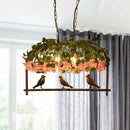 GobekUsa Retro Metal Birdcage Ceiling Light with Flower Decor - Brass Finish, 2/3/4 Heads - Perfect for Restaurants and Islands