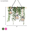 GobekUsa Retro Metal Island Light with 5 Pink/Green Flower/Plant Drops for Restaurants