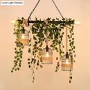 GobekUsa Retro Metal Island Light with 5 Pink/Green Flower/Plant Drops for Restaurants