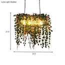 GobekUsa Retro Metal 4-Head LED Island Ceiling Light with Plant Decor for Restaurants