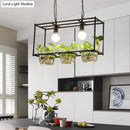 GobekUsa Retro Metal Rectangle Island Ceiling Light - Black/Gold Dining Room LED Suspension Lamp