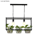 GobekUsa Retro Metal Rectangle Island Ceiling Light - Black/Gold Dining Room LED Suspension Lamp