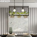 GobekUsa Retro Metal Rectangle Island Ceiling Light - Black/Gold Dining Room LED Suspension Lamp