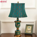 GobekUsa Green Resin Table Lamp: Retro Bedside Lamp for Bedroom Décor