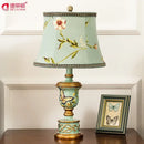 GobekUsa Green Resin Table Lamp: Retro Bedside Lamp for Bedroom Décor