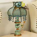 GobekUsa Green Resin Table Lamp: Retro Bedside Lamp for Bedroom Décor
