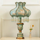 GobekUsa Green Resin Table Lamp: Retro Bedside Lamp for Bedroom Décor