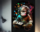 GobekUsa Retro Monkey Gaming Room Wall Art Poster