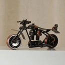 Retro motorcycle model metal figurine – living room decor trio by Decorbites