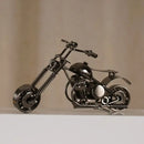 Retro motorcycle model metal figurine – living room decor trio by Decorbites