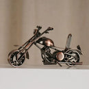 Retro motorcycle model metal figurine – living room decor trio by Decorbites