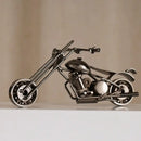 Retro motorcycle model metal figurine – living room decor trio by Decorbites