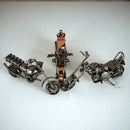 Retro motorcycle model metal figurine – living room decor trio by Decorbites