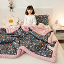 GobekUsa Cotton Floral Double Quilt | Retro Soothe Doudou Bedding Blanket