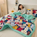 GobekUsa Cotton Floral Double Quilt | Retro Soothe Doudou Bedding Blanket