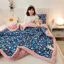 GobekUsa Cotton Floral Double Quilt | Retro Soothe Doudou Bedding Blanket