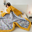 GobekUsa Cotton Floral Double Quilt | Retro Soothe Doudou Bedding Blanket