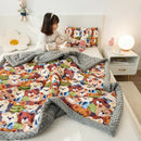 GobekUsa Cotton Floral Double Quilt | Retro Soothe Doudou Bedding Blanket