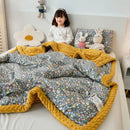 GobekUsa Cotton Floral Double Quilt | Retro Soothe Doudou Bedding Blanket