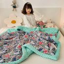GobekUsa Cotton Floral Double Quilt | Retro Soothe Doudou Bedding Blanket