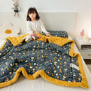 GobekUsa Cotton Floral Double Quilt | Retro Soothe Doudou Bedding Blanket