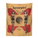 Retro mustard zodiac constellation tarot tapestry bedroom wall art by Decorbites