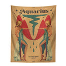 Retro mustard zodiac constellation tarot tapestry bedroom wall art by Decorbites
