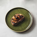 GobekUsa Green Ceramic Dinner Plate - Retro Shallow Pasta Plate, Salad Sushi Plate, Steak Plate - Set of 4