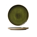 GobekUsa Green Ceramic Dinner Plate - Retro Shallow Pasta Plate, Salad Sushi Plate, Steak Plate - Set of 4