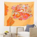 Retro orange colorful bubbles tapestry bedroom psychedelic wall art by Decorbites