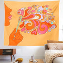 Retro orange colorful bubbles tapestry bedroom psychedelic wall art by Decorbites