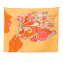 Retro orange colorful bubbles tapestry bedroom psychedelic wall art by Decorbites