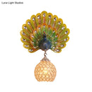 GobekUsa Retro Stylish Wall Sconce with Clear Crystal and Peacock Backplate in Silver/White