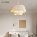 GobekUsa Cream Fabric Chandelier: Retro Nordic Attic Light for Bedroom, Living Room, Dining Room