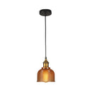 GobekUsa Mila - Retro Retro Style Carillon Pendant Light 1-Light Red/Orange/Blue Gridded Glass Suspension Lighting for Dining Room