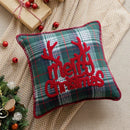 Retro red & green plaid snowflake jingle bell pillow case living room by Decorbites