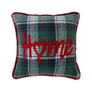 Retro red & green plaid snowflake jingle bell pillow case living room by Decorbites