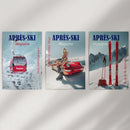 Girly Après Ski Set of 3 Posters. Chic Ski Resort Wall Decor by Wall Art Set
